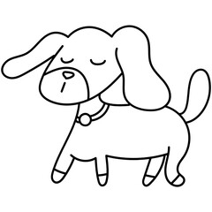 kid drawn dog line icon