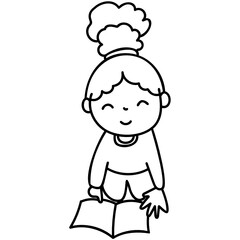 kid drawn girl line icon