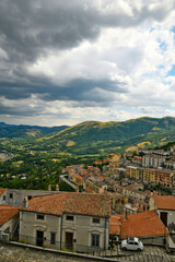 Fototapeta na wymiar Panoramic view of Muro Lucano, a village in the mountains of the Basilicata region in Italy.