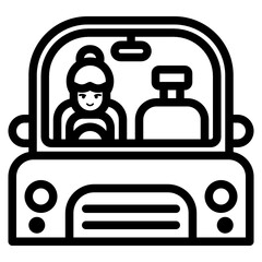 A woman drives a car