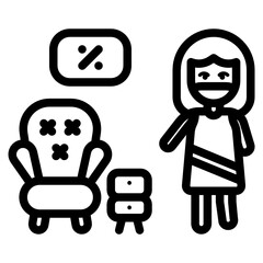 An interior salegirl with face mask