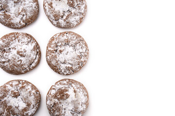 Fototapeta na wymiar Homemade chocolate cookies on white background. Dessert. 