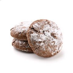 Homemade chocolate cookies on white background. Dessert. 
