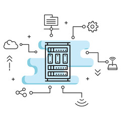 Server Cabinet Vector Icon Design, Cloud computing and Web hosting services Symbol on White background, Supercomputers Sign, MainFrame Computer concept,