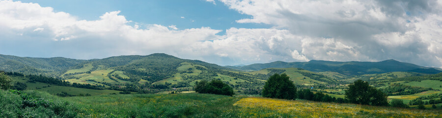 summer panorama of mountains in the Carpathians