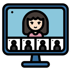 Online meeting on the computer at home