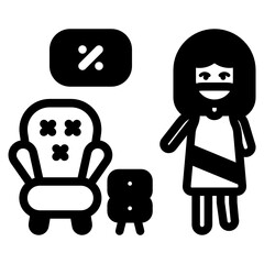 An interior salegirl with face mask