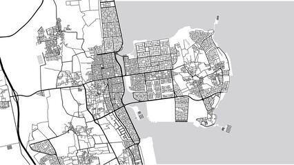 Urban vector city map of Al Qatif, Saudi Arabia, Middle East
