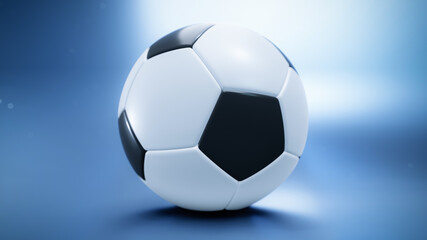 Naklejka premium Soccer ball on blue background