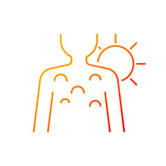 Fluid filled blister gradient linear vector icon. Sunburn bumps on body from sun rays exposure. Skin damage from UV. Thin line color symbols. Modern style pictogram. Vector isolated outline drawing