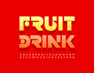 Fototapeta premium Vector delicious emblem Fruit Drink. Bright abstract Font. Creative set of Alphabet Letters and Numbers