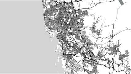 Urban vector city map of Jeddah, Saudi Arabia, Middle East