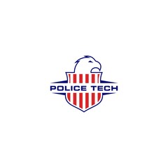 Eagle Police Tech Logo Design Vector