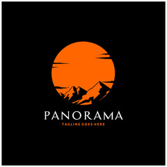 Sunshine Mountain Peak with Sun Logo Design Inspiration