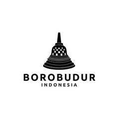 Borobudur Temple Stupa Silhouette Icon Template Logo Vector Inspiration