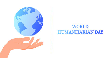 Vector illustration on the theme of World Humanitarian day observed each year on August 19th worldwide. Banner template.  Care, help.