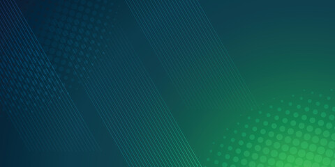 Green background in vector illustration with glow and movement, with parallel lines, bright geometric shape.
