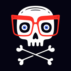 Funny skull. Modern logo retro skull dude.