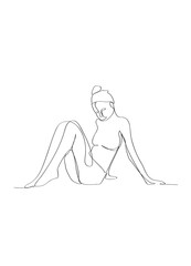 Woman Body One Line Drawing. Vector Minimalist Design for Wall Art, Print, Card, Poster.