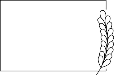 Wildflower Square frame line art illustration