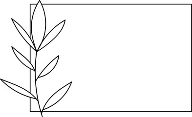 Wildflower Square frame line art illustration