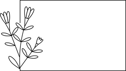 Wildflower Square frame line art illustration