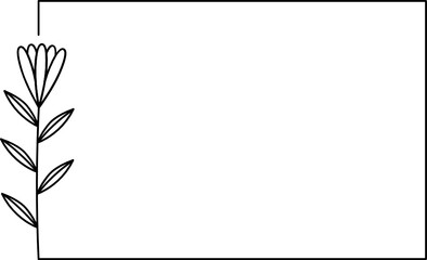 Wildflower Square frame line art illustration