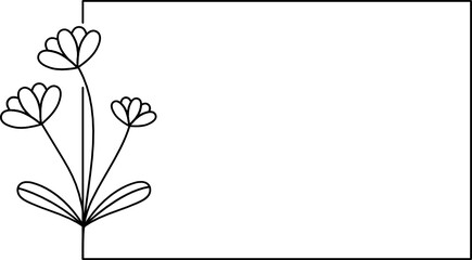 Wildflower Square frame line art illustration