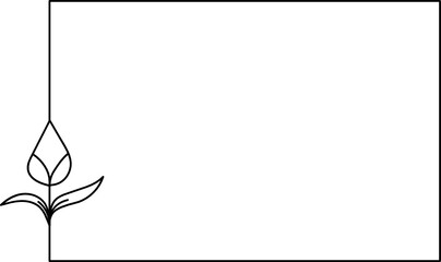 Wildflower Square frame line art illustration