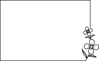 Wildflower Square frame line art illustration