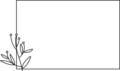 Fototapeta premium Wildflower Square frame line art illustration