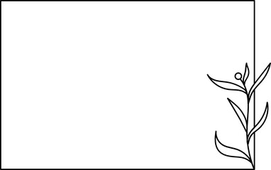 Wildflower Square frame line art illustration