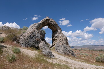 The Chinese Arch, Utah .The arch pays homage to the thousands of Chinese workers who helped build the American transcontinental railroad.