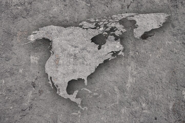Karte von Nordamerika auf verwittertem Beton