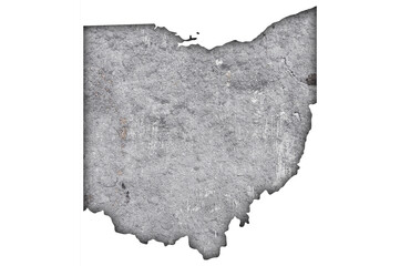 Karte von Ohio auf verwittertem Beton - obrazy, fototapety, plakaty