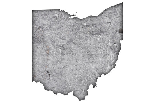 recommend clip art: Karte von Ohio auf verwittertem Beton