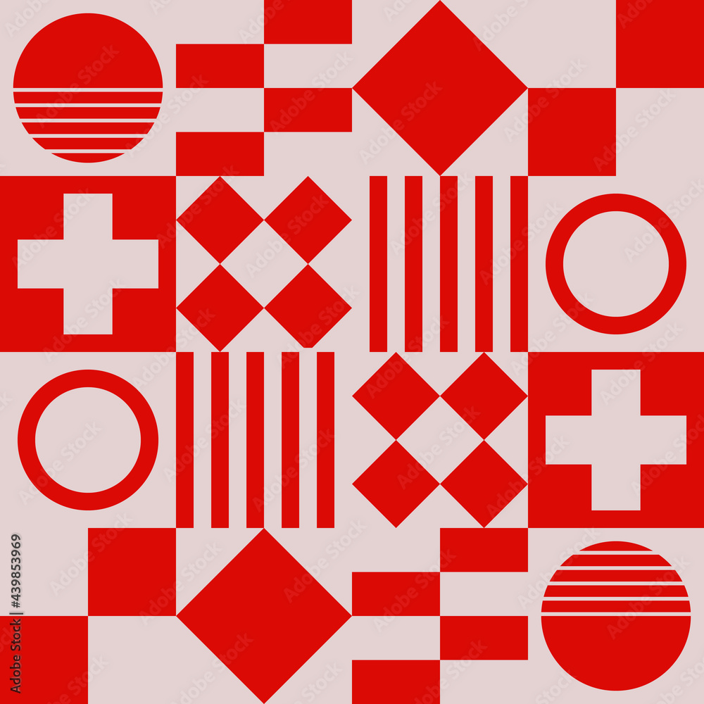 Poster Abstract red checkered squares. Vector art squares in checkered position.