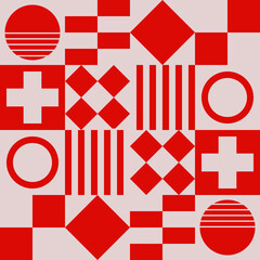 Abstract red checkered squares. Vector art squares in checkered position.