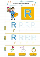 Letter R.Learn Alphabet letters and coloring graphics printable worksheets for preschool and kindergarten kids. Letter R.jpg