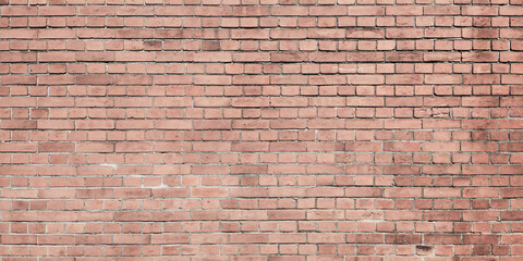 Panoramic view of grunge weathered brown brick wall texture background