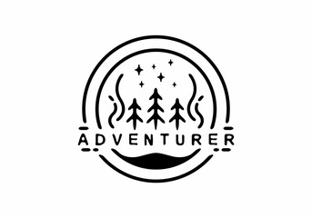 adventurer line art illustration badge