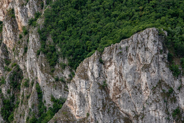 Steep rocky cliffs of Lazar's Canyon / Lazarev kanjon, the deepest and longest canyon in eastern Serbia, near the city of Bor