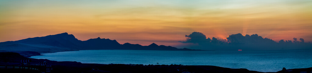Mountain range during sunset panorama