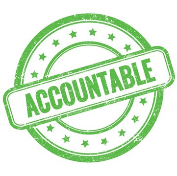 ACCOUNTABLE text on green grungy round rubber stamp.