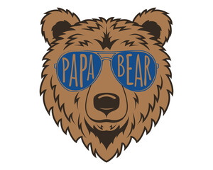 Cute Papa Bear Happy Father's Day  - obrazy, fototapety, plakaty