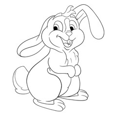 Animal character funny rabbit in line style coloring book