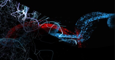 Digitally generated image of blue digital wave against black background