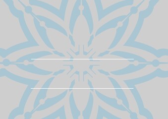 Digitally generated image of copy space on blue floral design against grey background