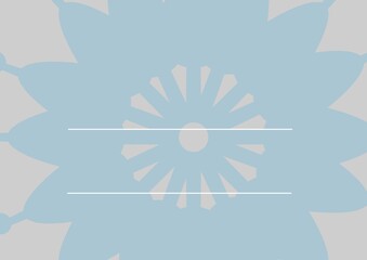 Digitally generated image of copy space on blue floral design against grey background