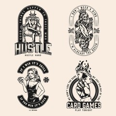 Vintage monochrome gambling badges